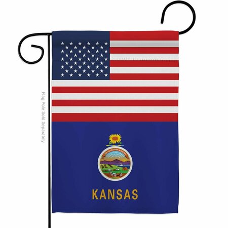 GUARDERIA 13 x 18.5 in. USA Kansas American State Vertical Garden Flag with Double-Sided GU3916625
